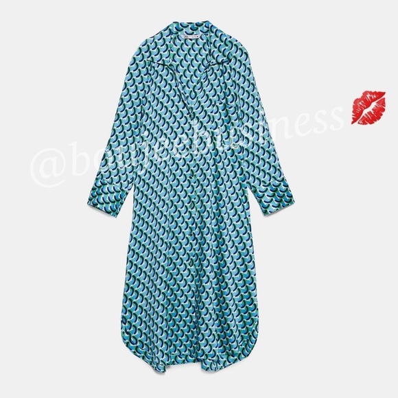 ZARA BNWT Geometric Print Shirt Dress - Picture 3 of 5
